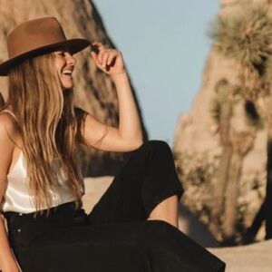 Stylish Tan Wide-Brim Hat